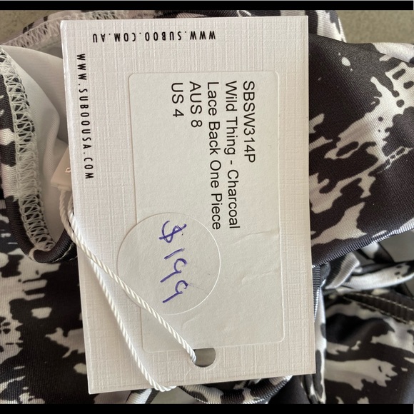 Suboo Wild Thing Lace Back Charcoal One Piece NWT - Picture 8 of 11